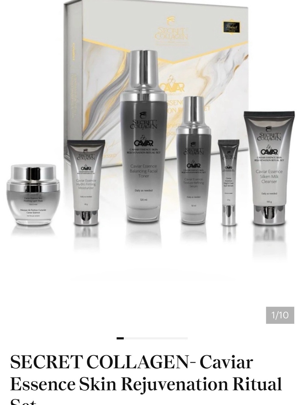 Caviar Essence Silver Facial Serum Set - Silver